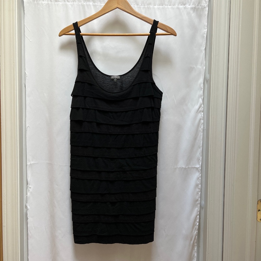 Express Black Ruffled Sleeveless Tunic (L)